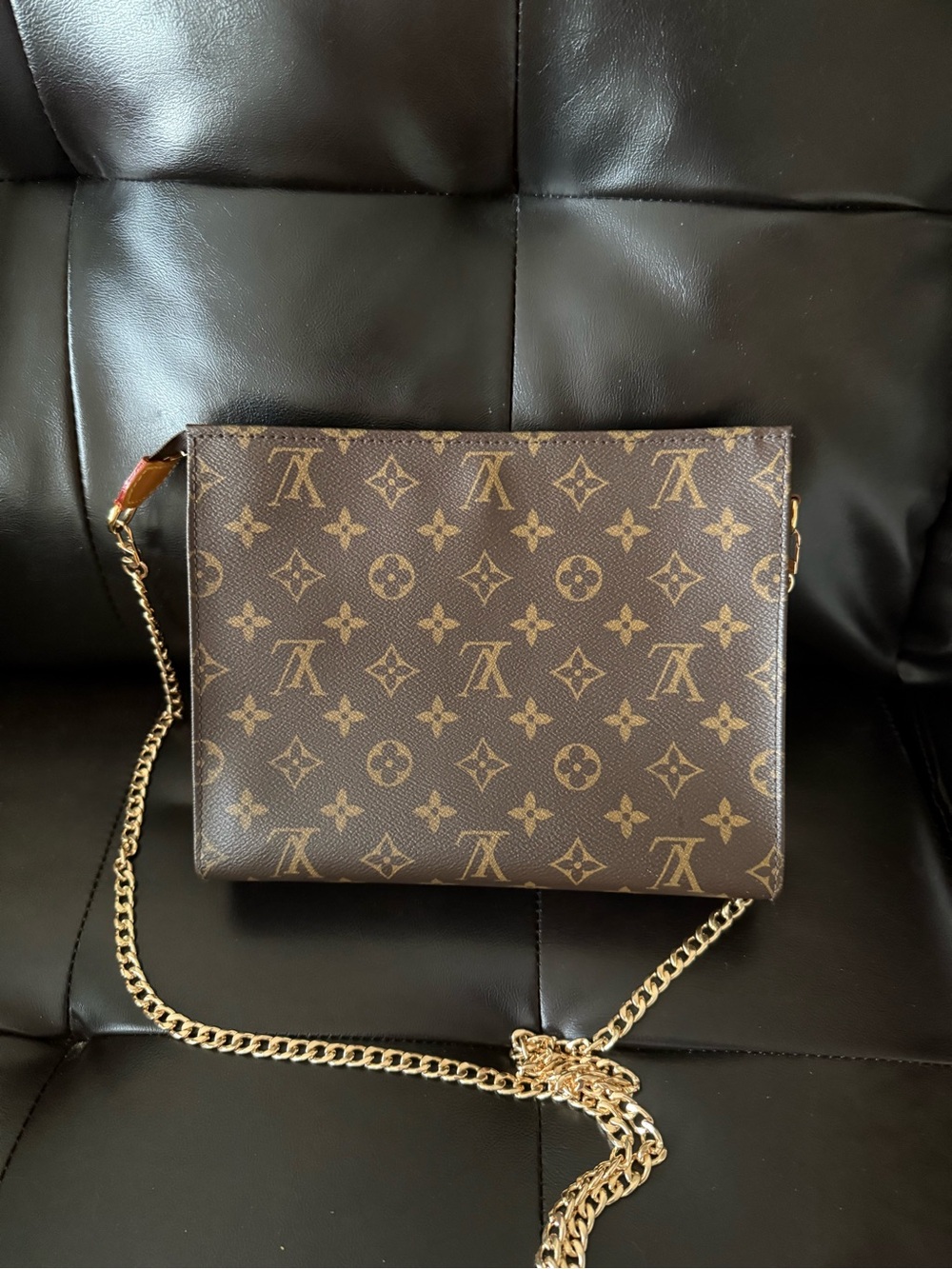 Louis Vuitton Monogram Pouch with Gold Chain